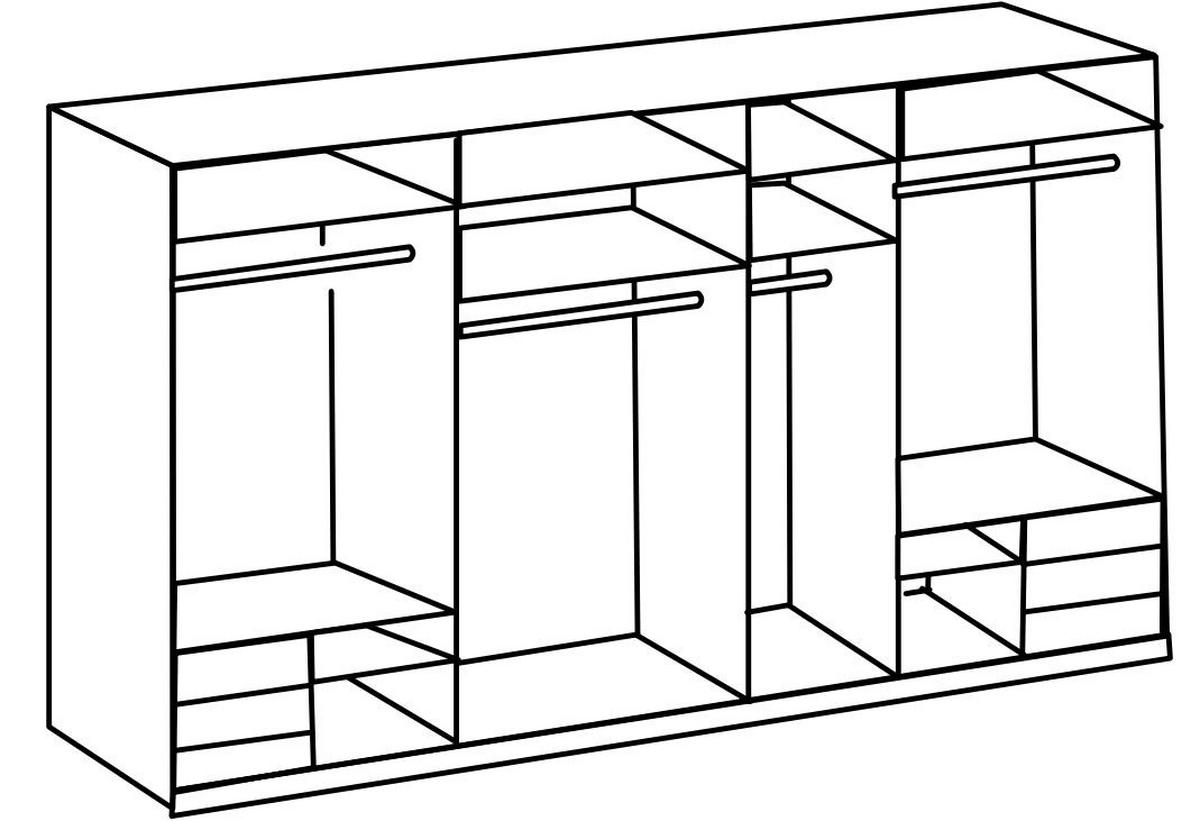 Schwebetürenschrank B: 350 Cm Level 36a Graphit/eiche Dekor - Eichefarben/Graphitfarben, MODERN, Holzwerkstoff (350/236/65cm) - MID.YOU