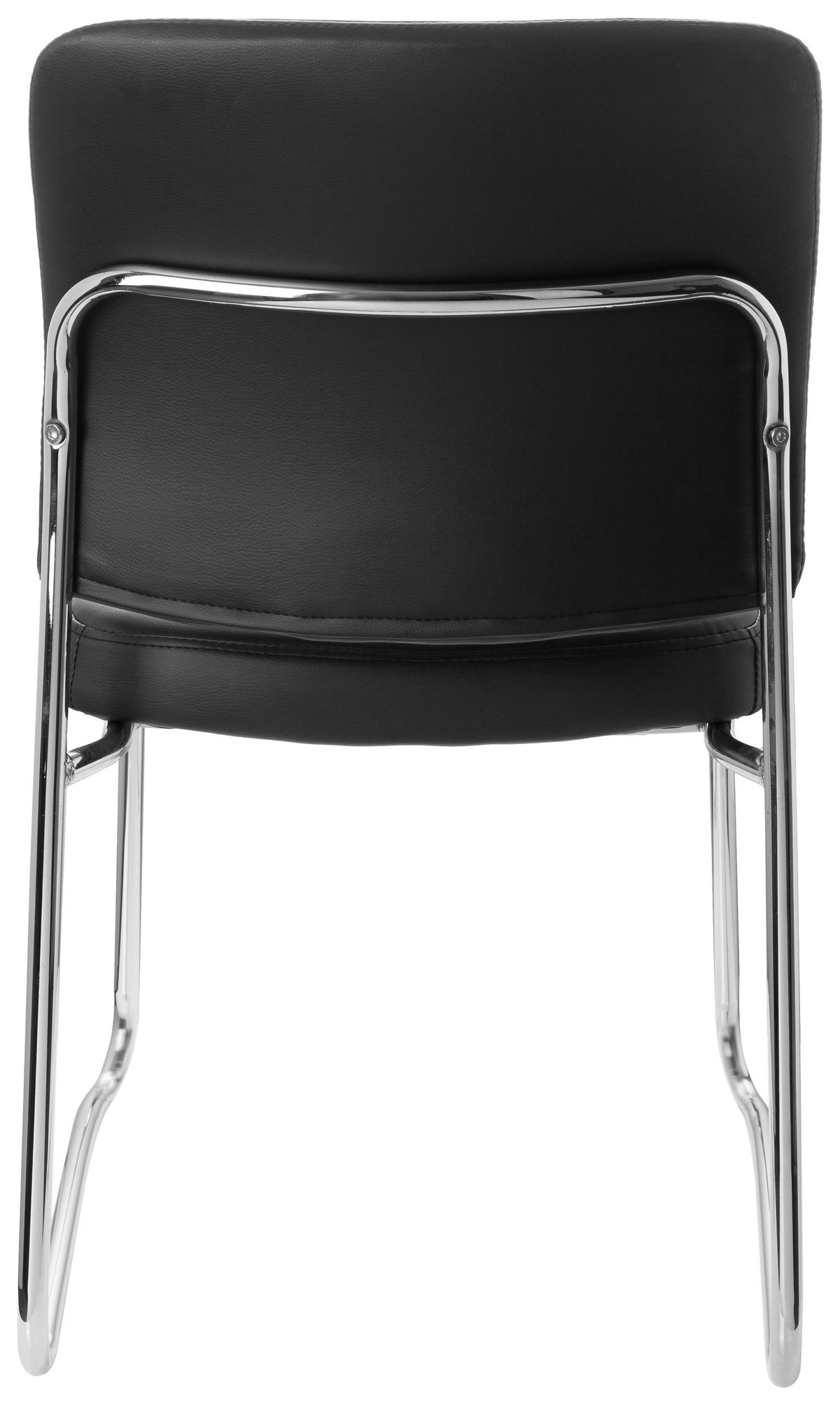 Besucherstuhl Tonso Lederlook Schwarz/Chromfarben Bis 110 Kg - Chromfarben/Schwarz, MODERN, Textil/Metall (47/85/51cm) - MID.YOU