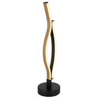 Led-tischleuchte Geronimo Schwarz Weiß Braun D: 12 Cm - Dunkelbraun/Schwarz, Natur, Kunststoff/Metall (12/47cm) - Globo