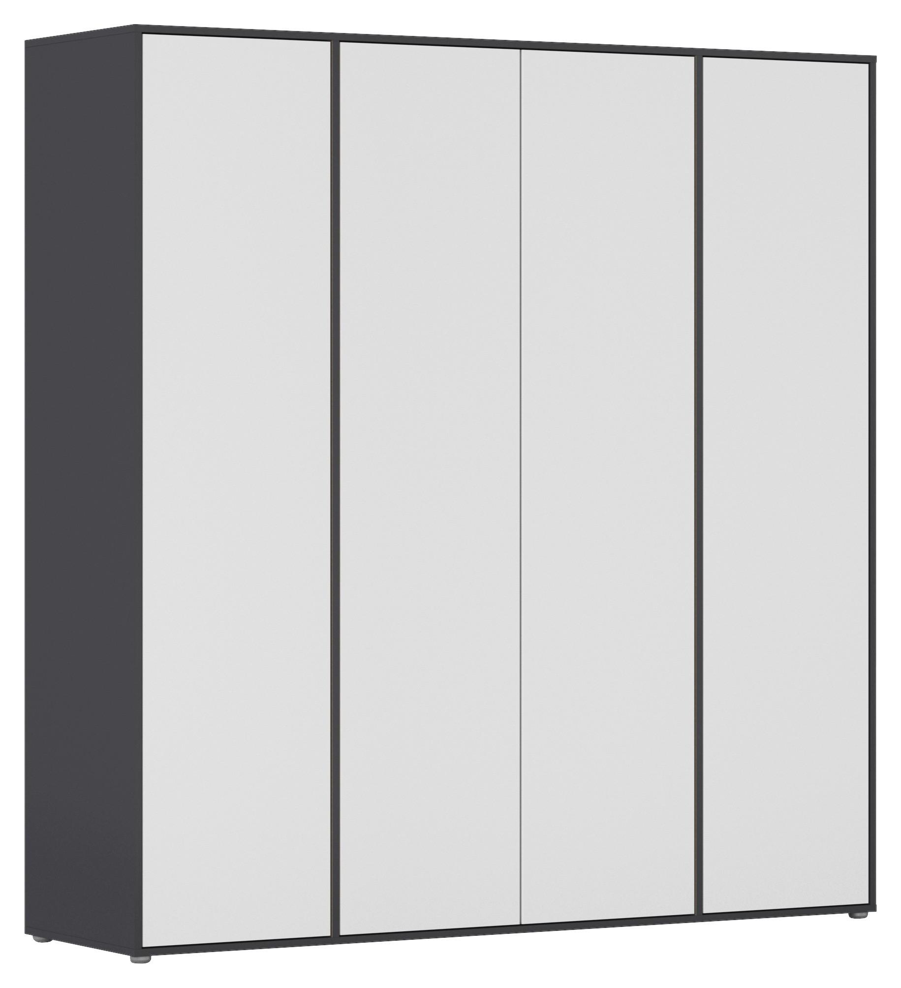 Drehtürenschrank Nabila Grau Weiß B: 187 cm - Weiß/Grau, MODERN, Holzwerkstoff (187/194/53cm) - Rauch Möbel