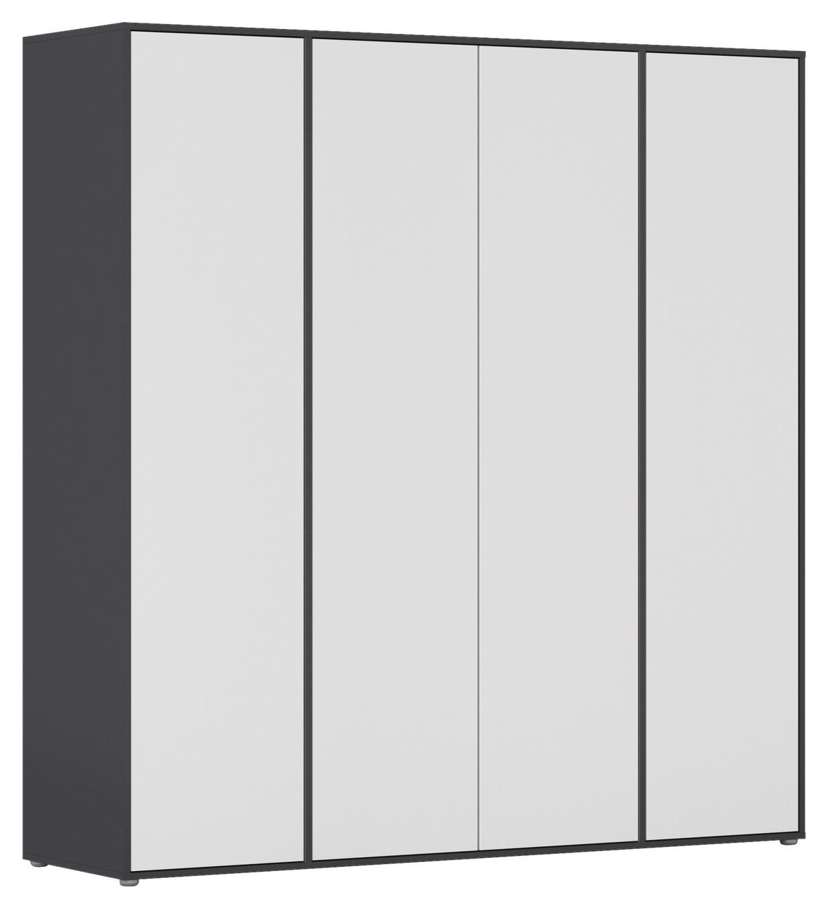 Drehtürenschrank Nabila Grau Weiß B: 187 cm - Weiß/Grau, MODERN, Holzwerkstoff (187/194/53cm) - Rauch Möbel
