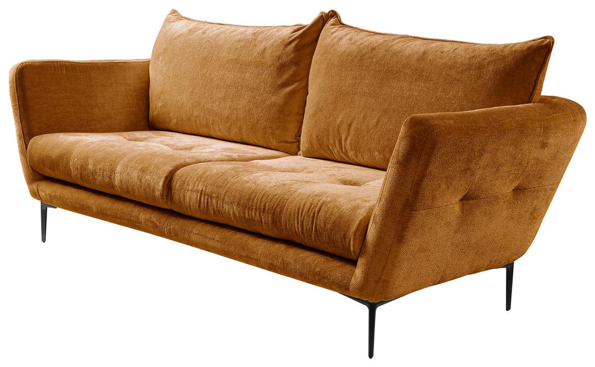 Sofa Ankona Rostfarben/Schwarz, 225 cm - Rostfarben/Schwarz, Design, Textil (225/86/95cm) - MID.YOU