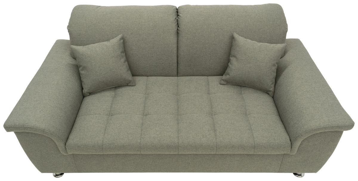2-Sitzer-Sofa Franzi Armlehnen Silberfarben Webstoff - Chromfarben/Graubraun, KONVENTIONELL, Textil (190/81/97cm) - MID.YOU