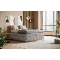 Boxspringbett Moon mit Topper 160x200 cm - Taupe/Eichefarben, MODERN, Holz/Holzwerkstoff (160/200cm) - MID.YOU