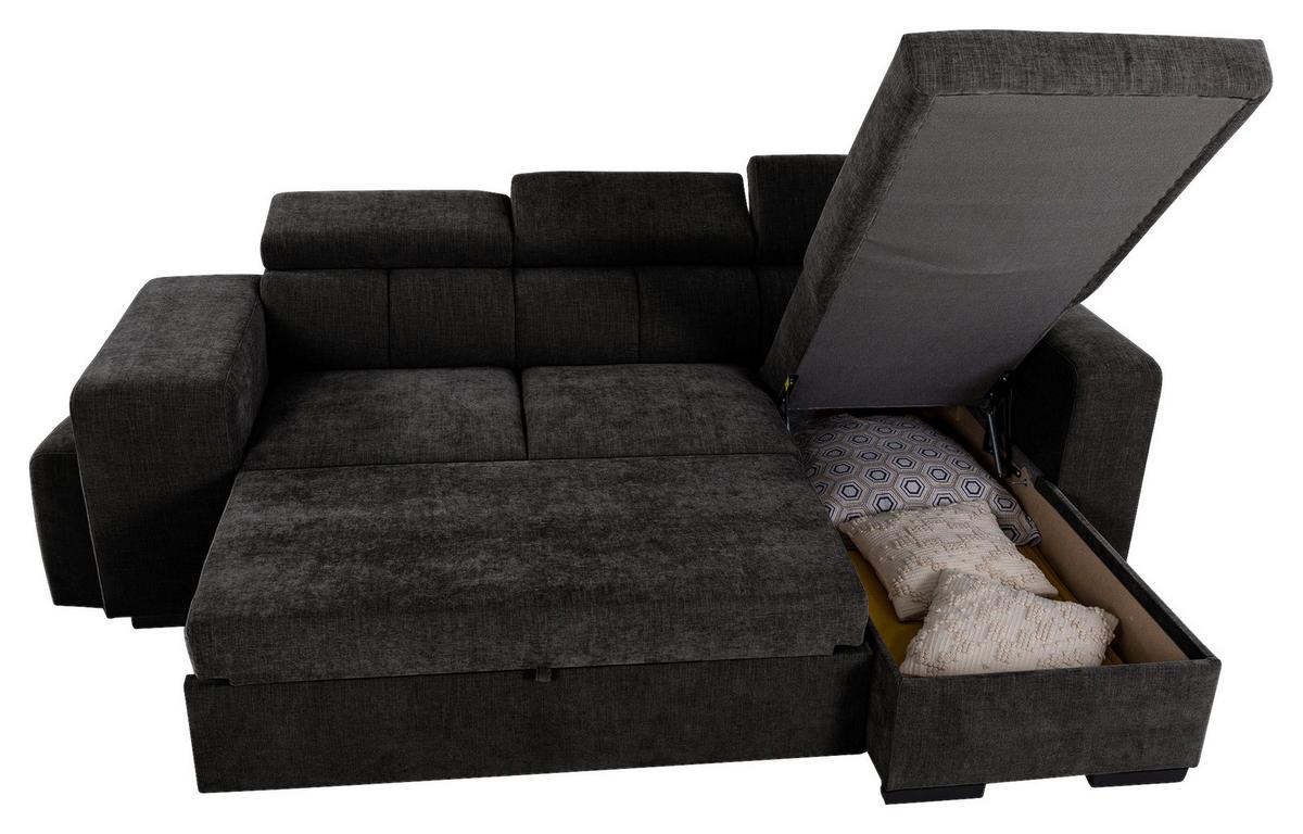 Ecksofa Sirius M schwarz, 251x165cm - Schwarz, KONVENTIONELL, Holz/Holzwerkstoff (251/165cm)