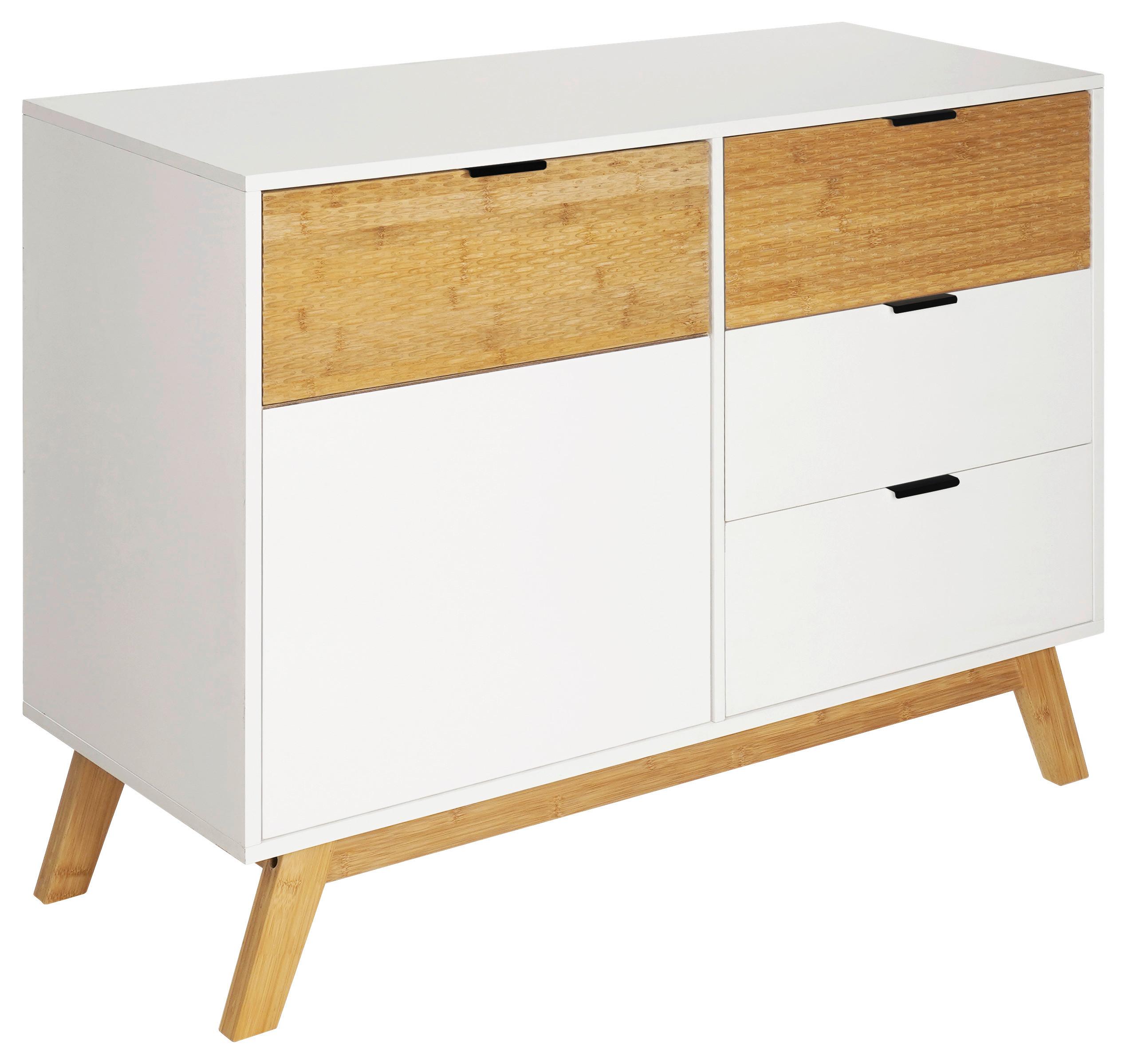 Komód Pisa 100/80 - natúr színű/fehér, Trend, faalapú anyag/fa (100/80/40cm)