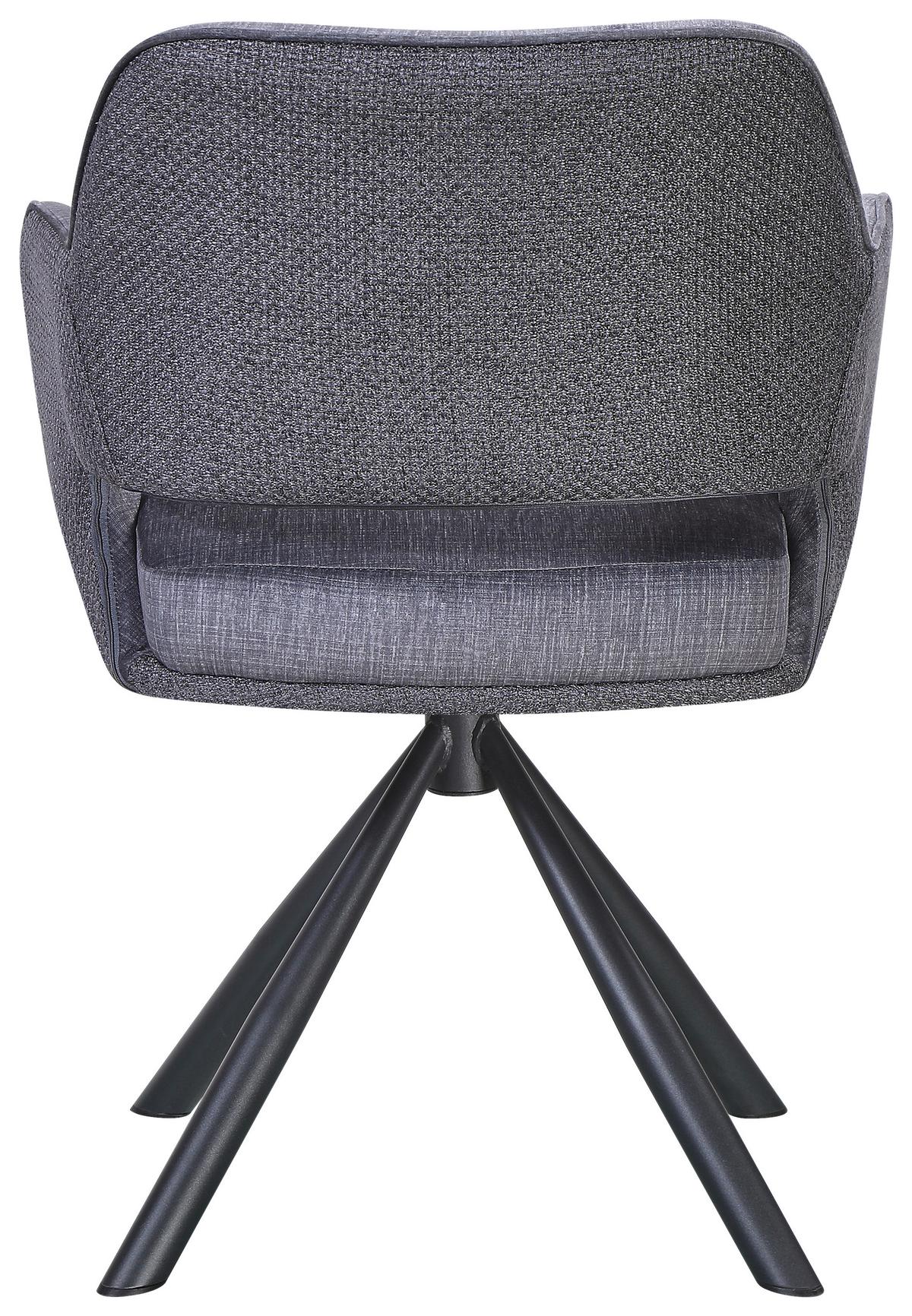 Stolička s podrúčkami Vanessa sivá, pružinové jadro - čierna/sivá, Modern, kov/textil (61/84,5/60cm) - Mömax