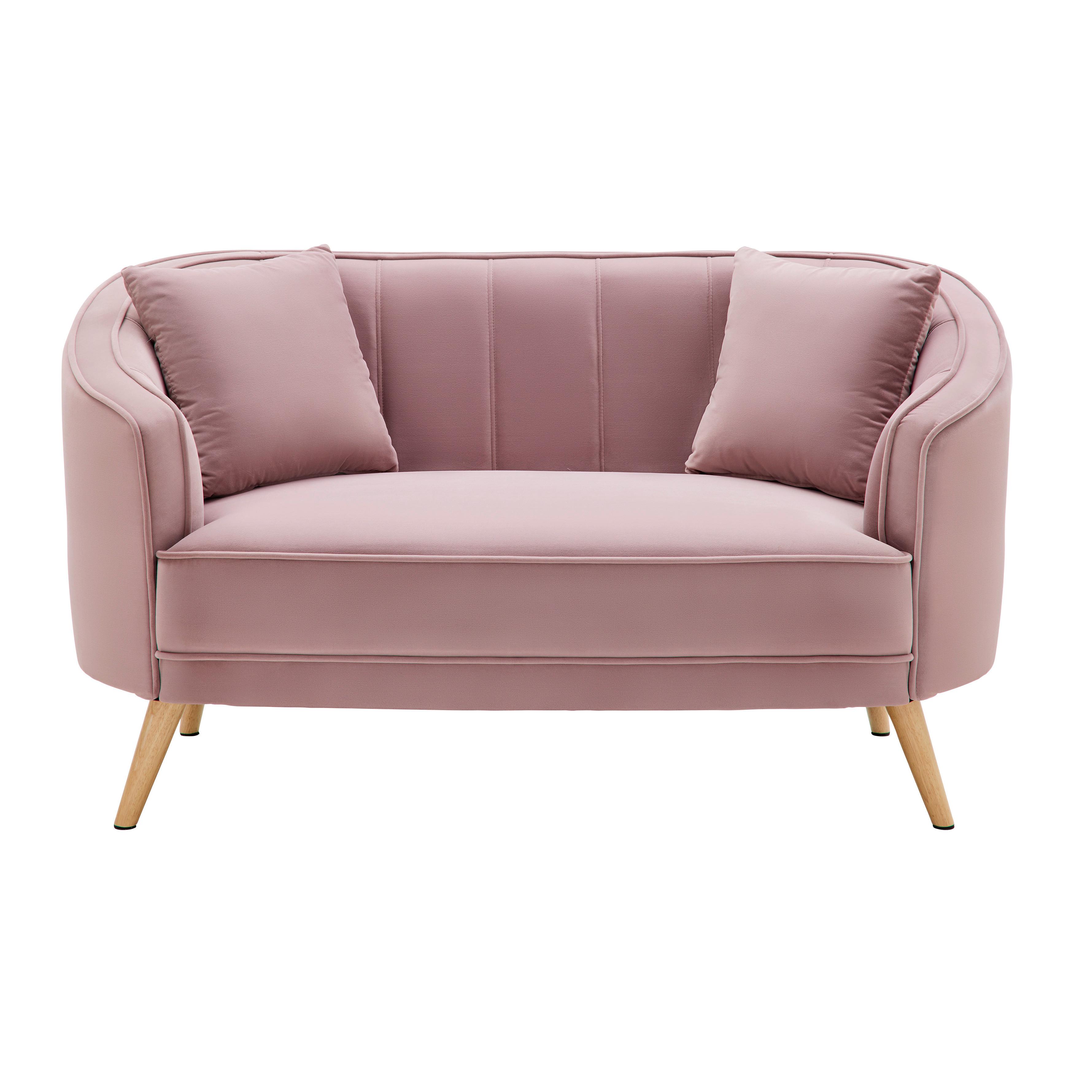 Pohovka HOPE růžová - růžová/přírodní barvy, Moderní, dřevo/textil (141/77/73cm) - Bessagi Home