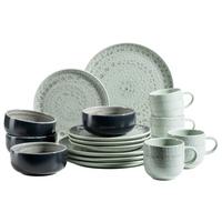 Kombiservice Spicy Grün Schwarz 16-teilig - Schwarz/Grün, Basics, Keramik - Mäser