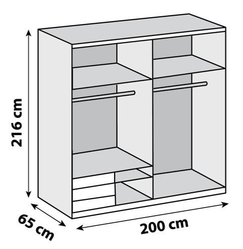Schwebetürenschrank mit Laden 200cm Level 36a, Weiß/Eiche - Eichefarben/Weiß, MODERN, Holzwerkstoff (200/216/65cm) - MID.YOU