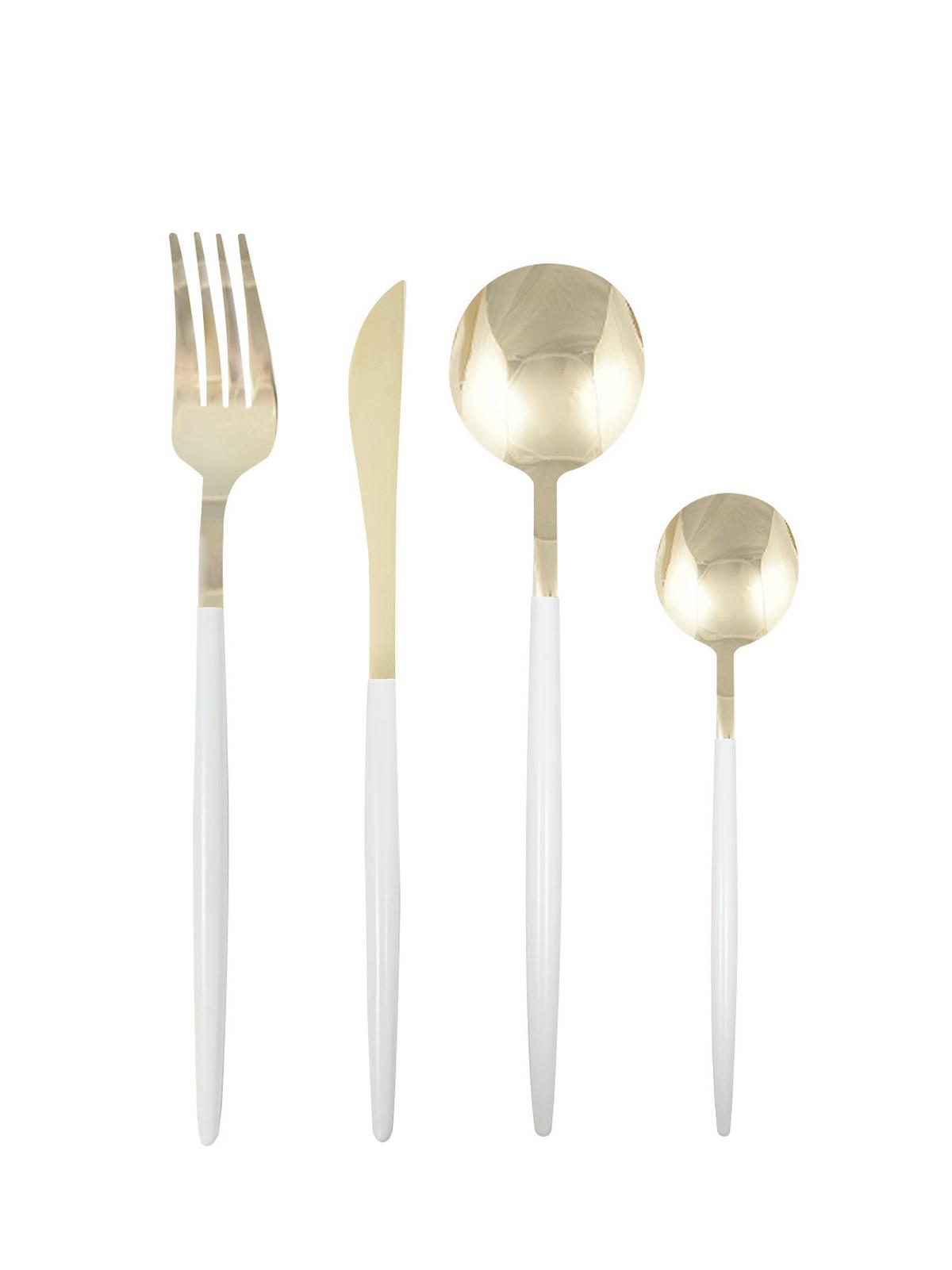 Sada příborů 16-dilná - bílá/barvy zlata, Romantický / Rustikální, kov - Mömax