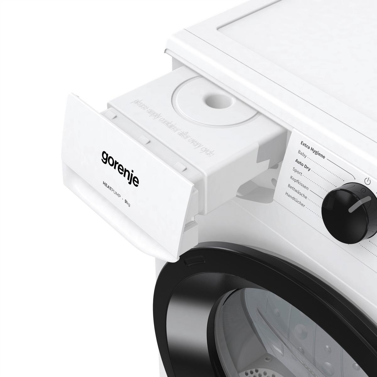 Wärmepumpentrockner D2HNE9D/AT Füllmenge ca. 9 kg, EEKL: D - Weiß, Basics, Kunststoff/Metall (59,5/84,5/64cm) - Gorenje