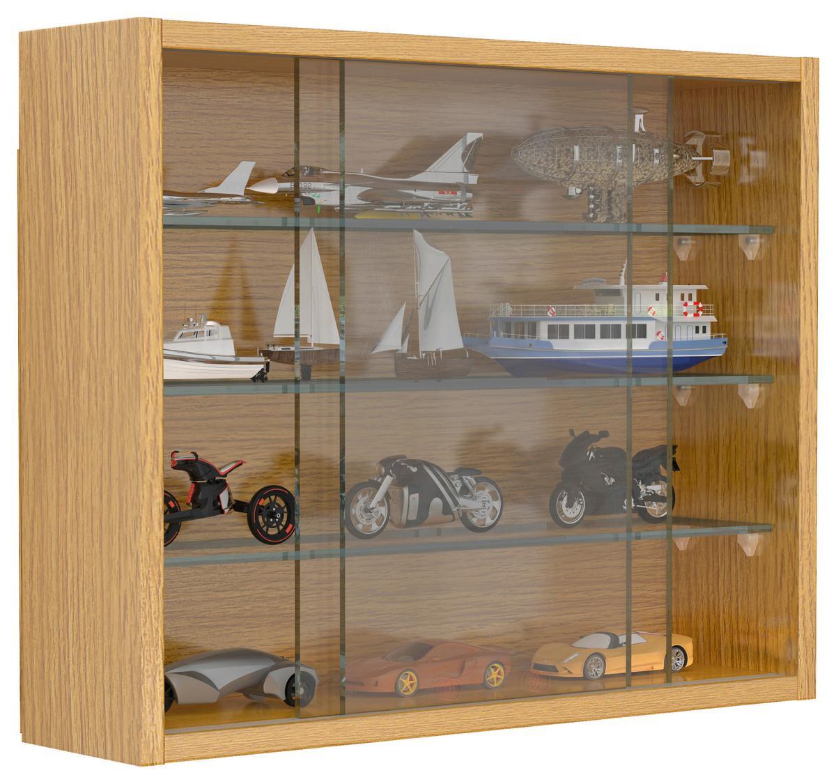 Hängevitrine Drivalo Eiche Dekor B: 50 cm - Honigeiche/Transparent, Design, Glas/Holzwerkstoff (50/40/12cm) - MID.YOU