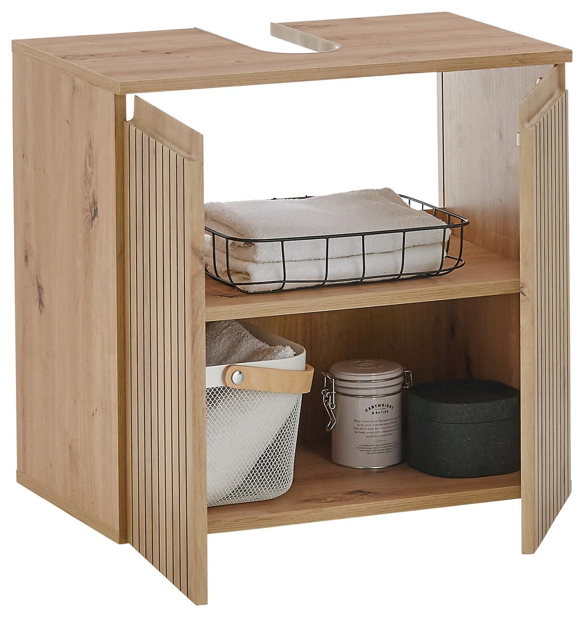 Waschbeckenunterschrank Austin B: 60 Cm Eiche Dekor - Schwarz/Eiche Artisan, MODERN, Holzwerkstoff (60/57/36cm) - MID.YOU
