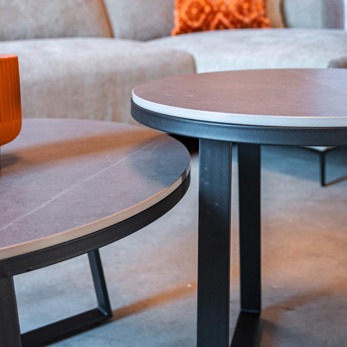 Couchtisch Pete Grau D: 69 Cm - Schwarz/Grau, MODERN, Stein/Metall (69/40cm) - MID.YOU