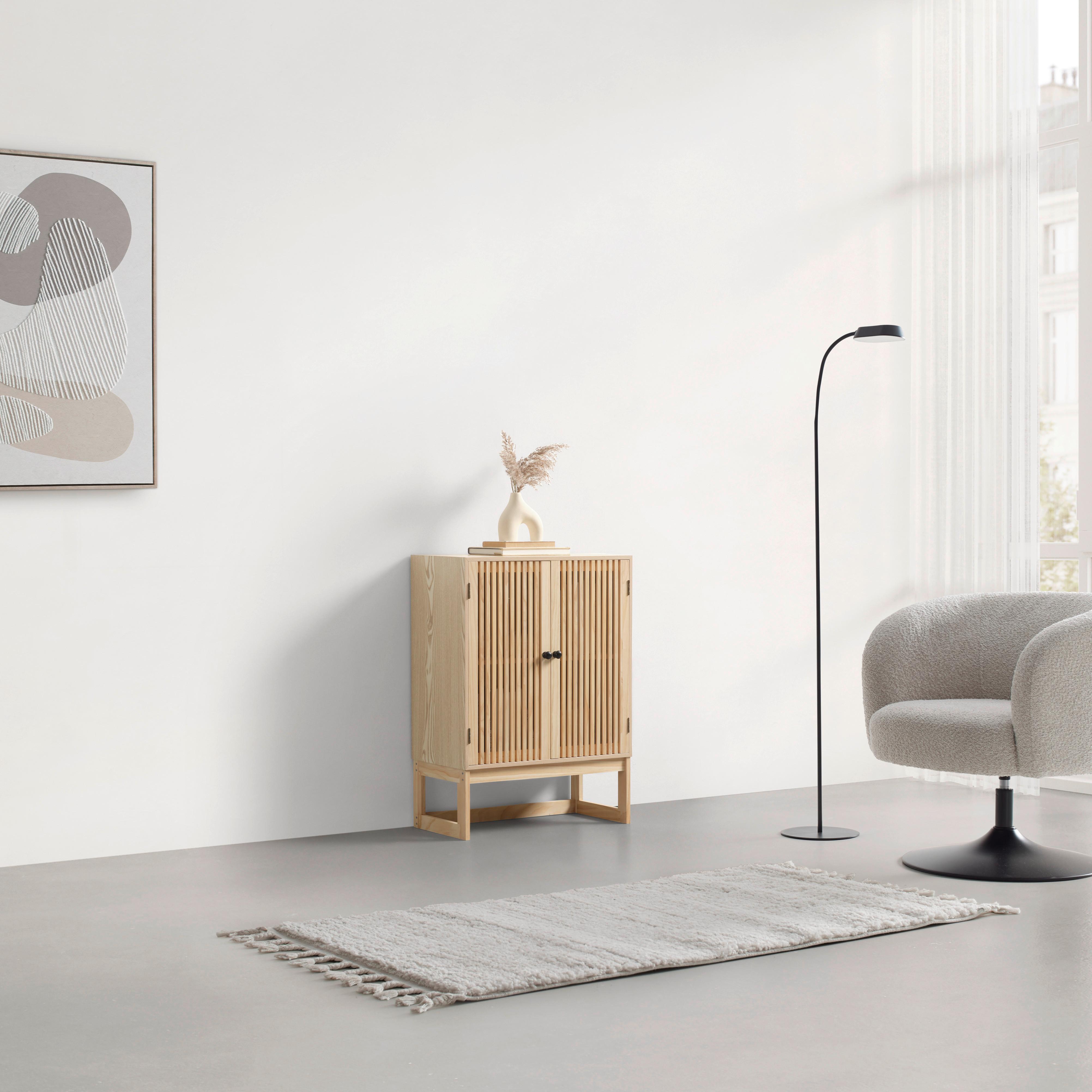 KOMODA COSMA -EXKLUSIV- - čierna/prírodná farba, Modern, kov/drevo (60/80/28cm) - Mömax