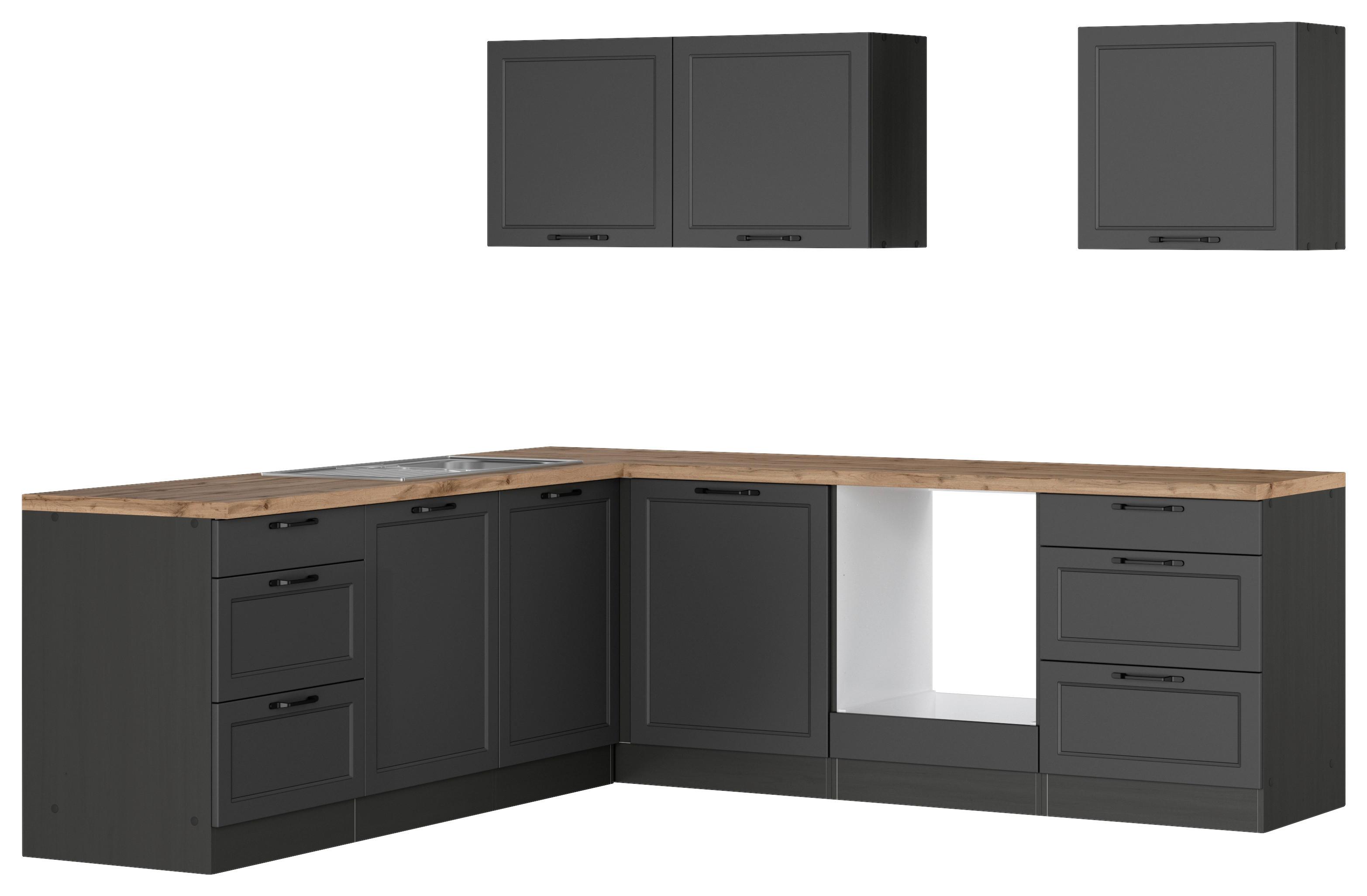 Eckküche Meran ohne Geräten 240x240 cm Grau/Eiche Dekor - Eiche Wotan/Grau, LIFESTYLE, Holzwerkstoff (240/240cm) - Held