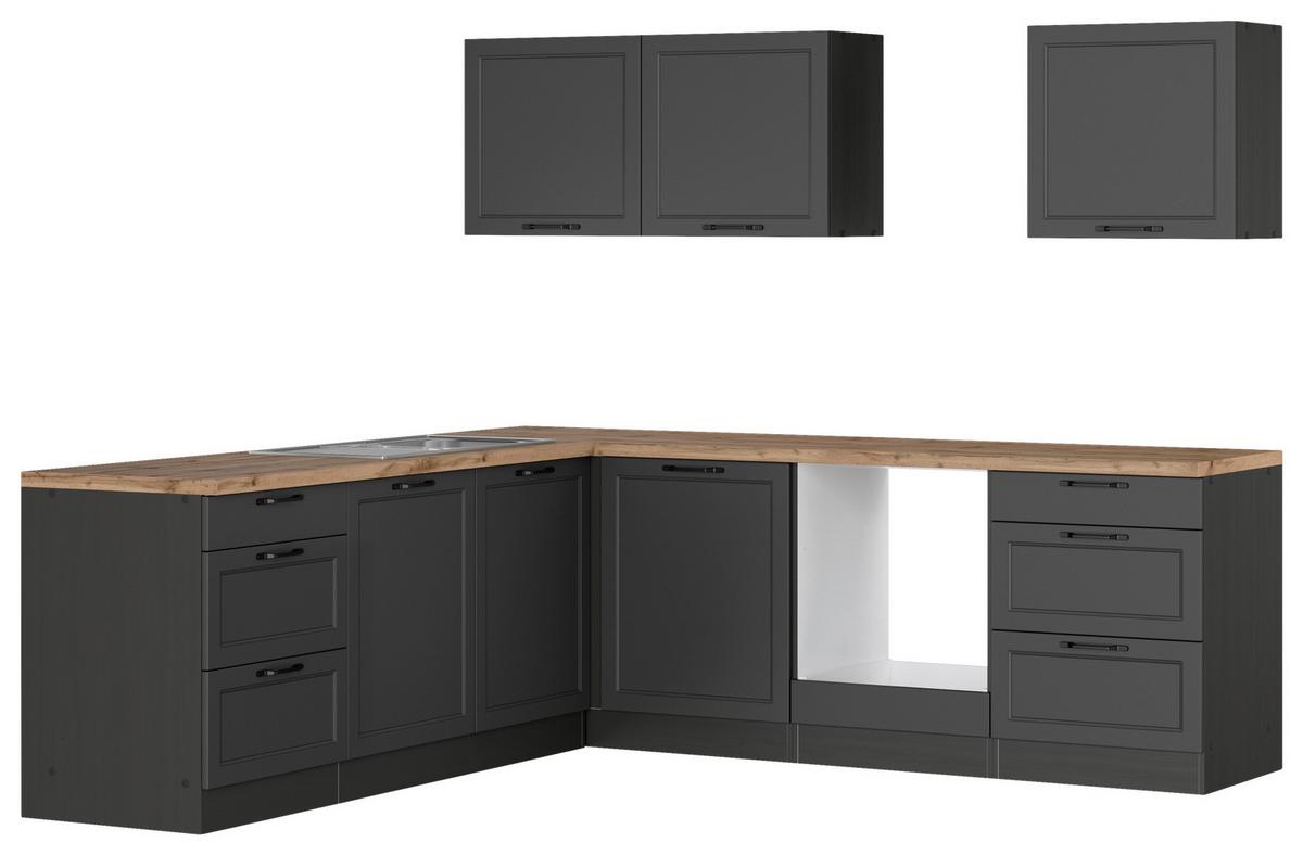 Eckküche Meran Ohne Geräten 240x240 Cm Grau/eiche Dekor - Eiche Wotan/Grau, LIFESTYLE, Holzwerkstoff (240/240cm) - Held