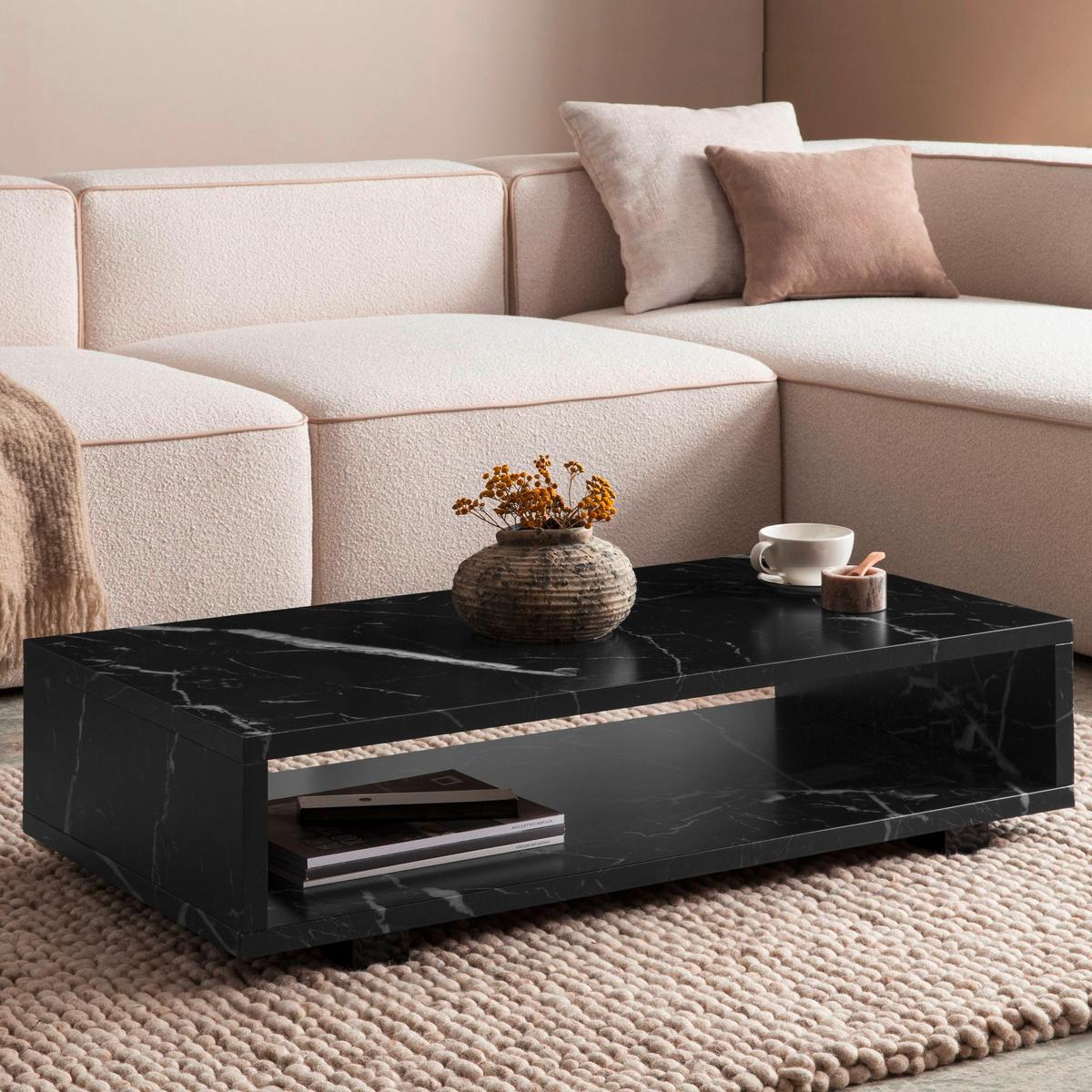 Couchtisch Schwarz L: 100 Cm - Schwarz, Design, Holzwerkstoff/Kunststoff (100/50/25cm) - Livetastic