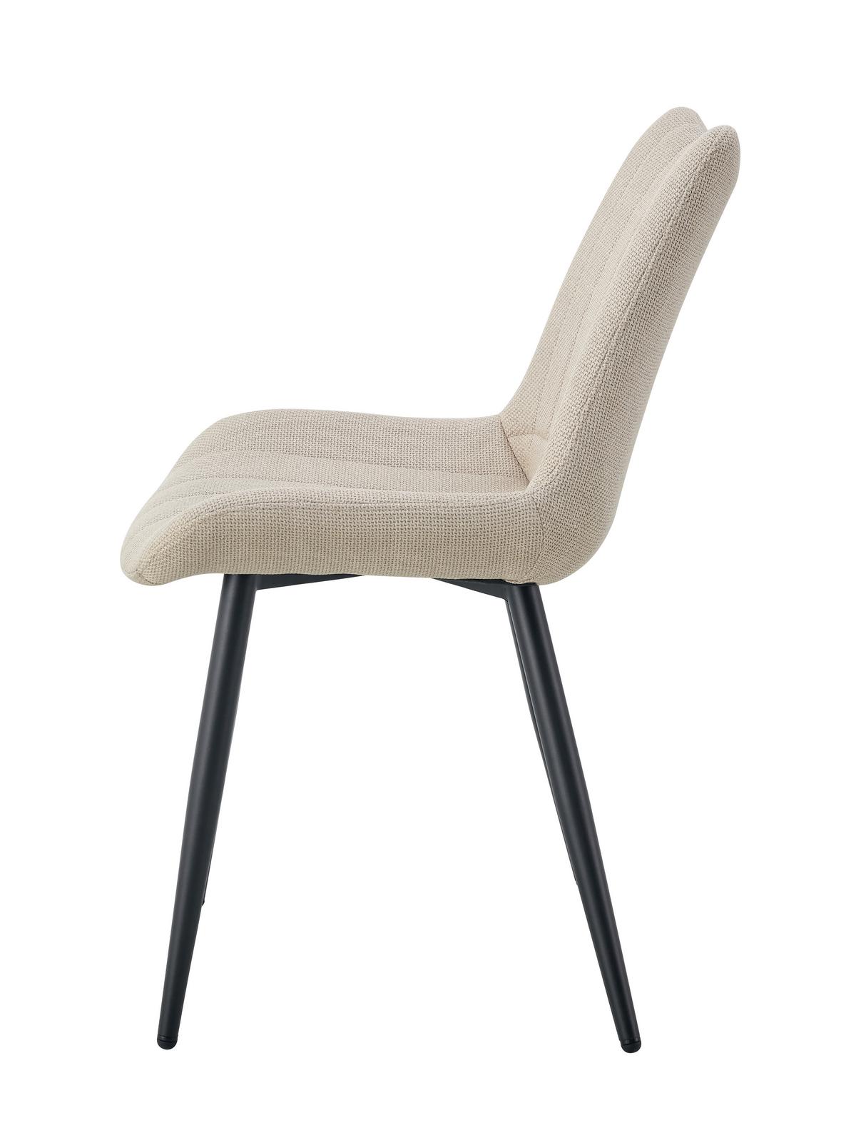 Stuhl-Set Lotta 2-Teilig Creme B: 53 cm - Creme/Schwarz, MODERN, Textil/Metall (53/86/59cm) - MID.YOU