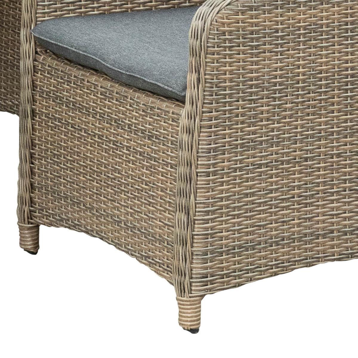 Gartengarnitur 5-Tlg. Atrani Textil/Glas/Metall/Kunststoff - Schieferfarben/Beige, KONVENTIONELL, Glas/Kunststoff - Gardenson