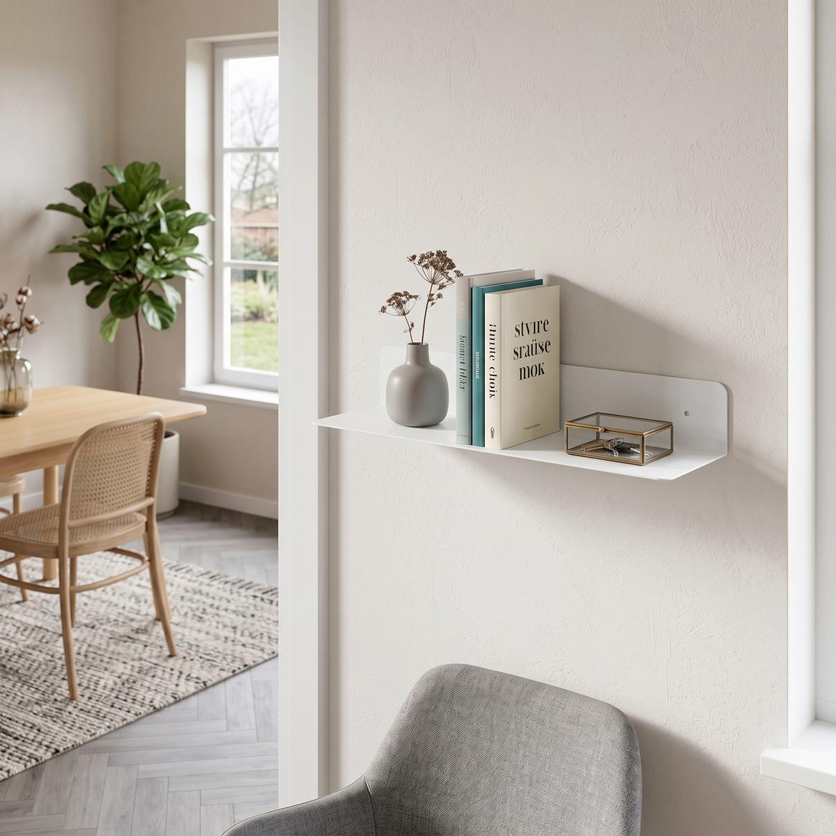 Wandboard Joilet B: 50 cm Metall Weiß - Weiß, Trend, Metall (50/7/15cm) - MID.YOU