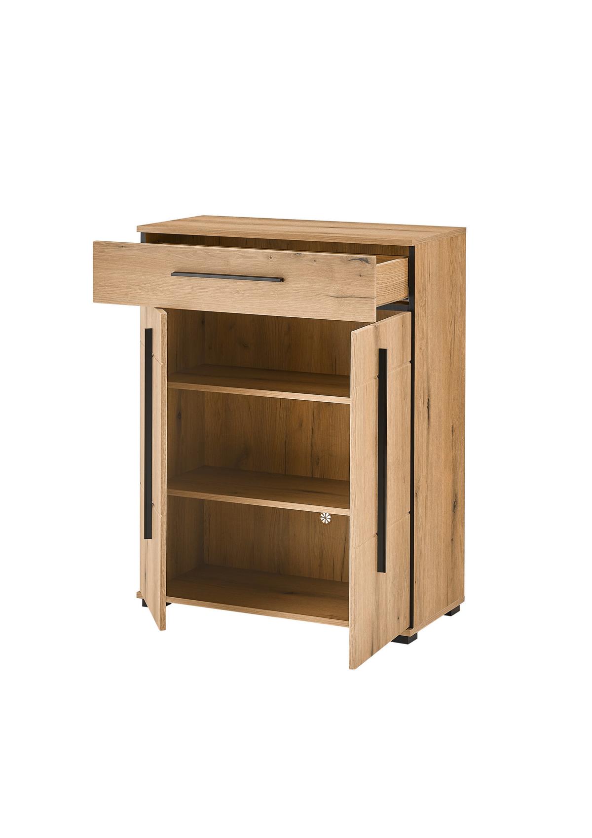 SCHUHSCHRANK Cantara Eichefarben B: 80cm - Eichefarben/Schwarz, MODERN, Holzwerkstoff (80/103/39cm) - MID.YOU