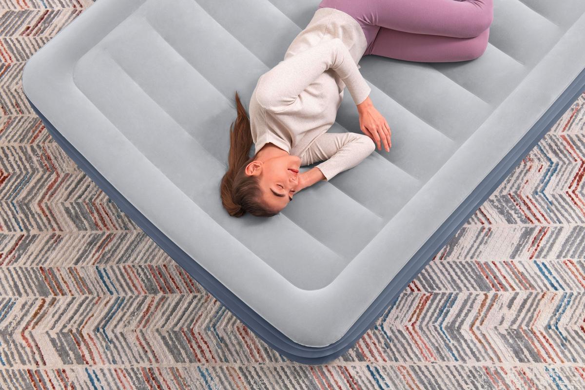 Luftbett Katharina 203x152x51 cm Bis 300kg, inkl. Pumpe - Dunkelblau/Grau, KONVENTIONELL, Kunststoff/Metall (203/152/51cm) - Bestway