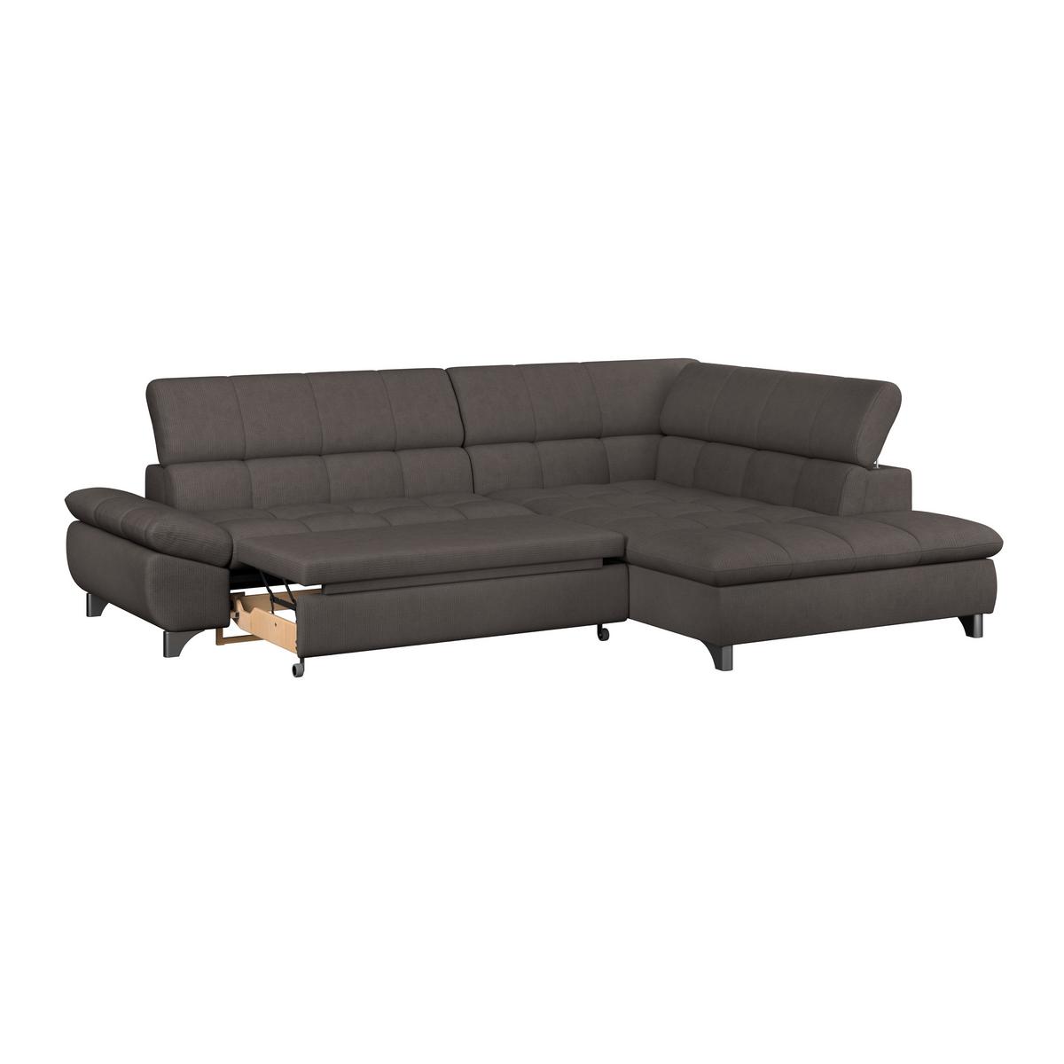 Ecksofa Mit Schlaffunktion Gemini Braun 312x234 Cm - Chromfarben/Braun, KONVENTIONELL, Textil (312/234cm)