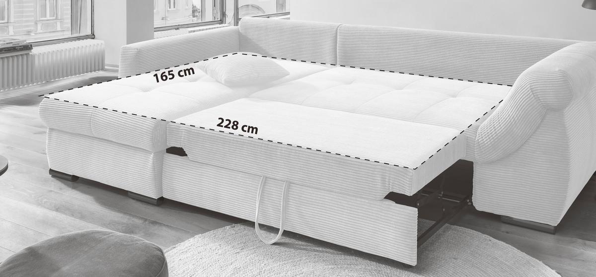 Ecksofa Federico Grau S: 188/302 cm - Chromfarben/Grau, MODERN, Holz/Textil (188/302cm) - MID.YOU