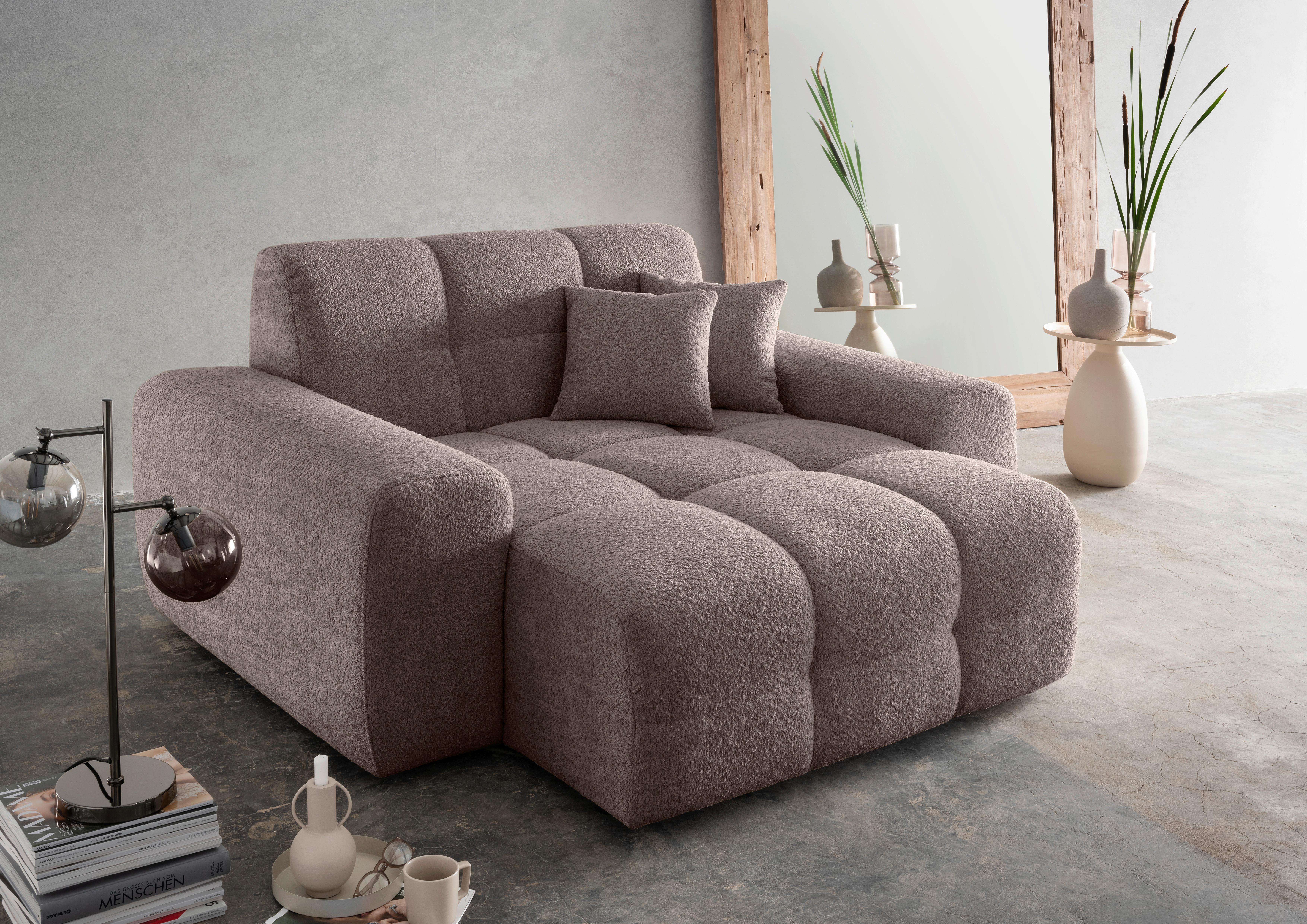 XXL-Sessel Bosco, Taupe B: 181 cm - Taupe/Schwarz, MODERN, Textil (181/87/155cm) - Livetastic