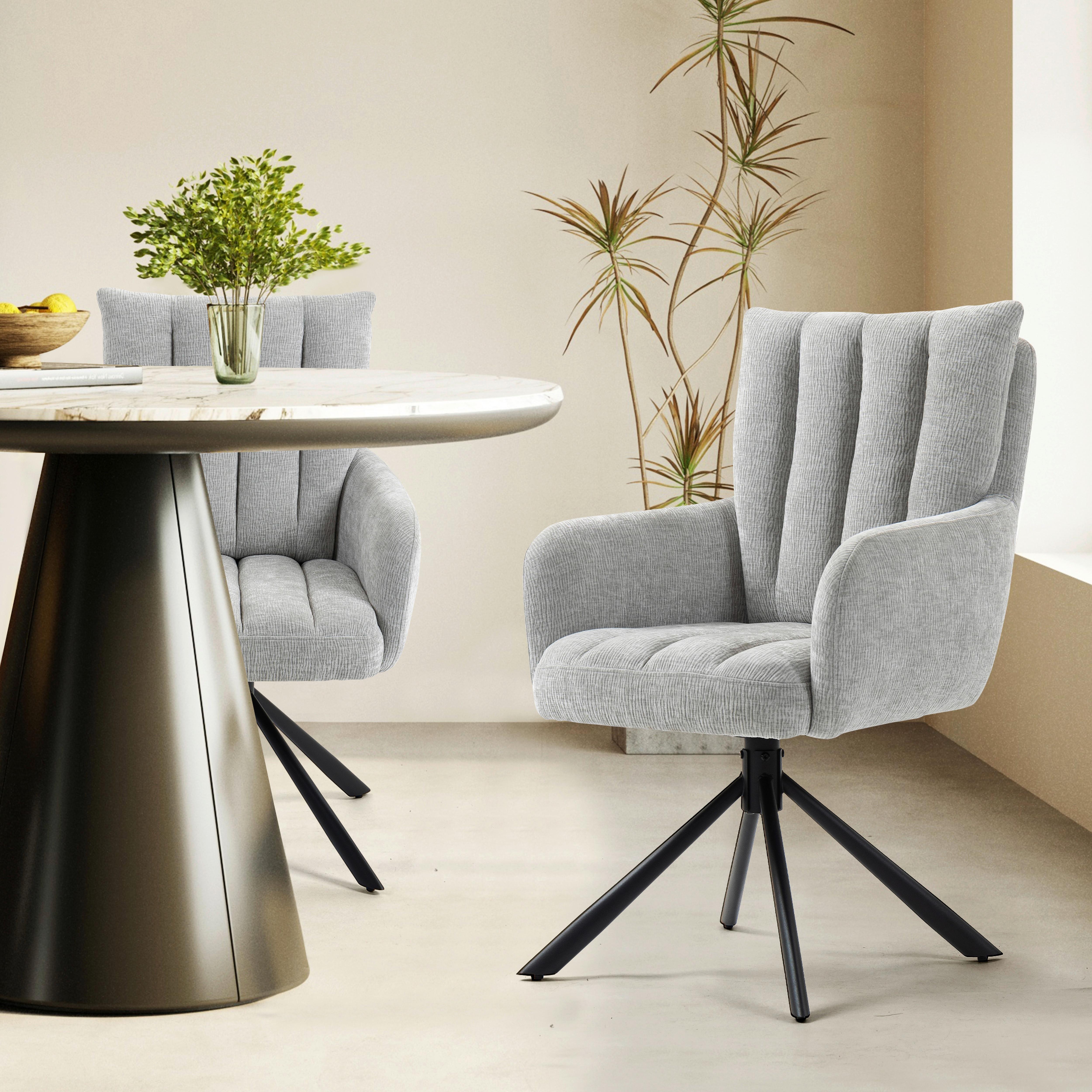 OTOČNÁ STOLIČKA CHARLOTTE -TREND- - čierna/svetlosivá, Modern, kov/textil (61/96/67cm) - Mömax