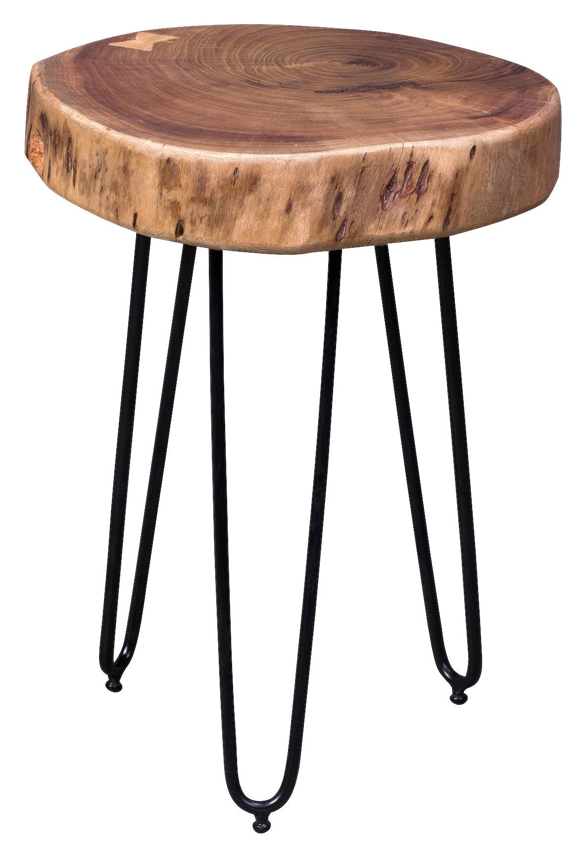Príručný stolík Bagli z dreva Akácie - čierna/farba akácie, Design, kov/drevo (35/35/45cm) - MID.YOU