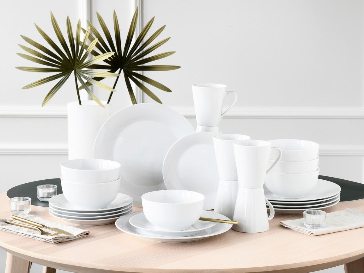 Kombiservice Porzellan, 6 Personen, 24-Tlg. - Weiß, Basics, Keramik - Creatable