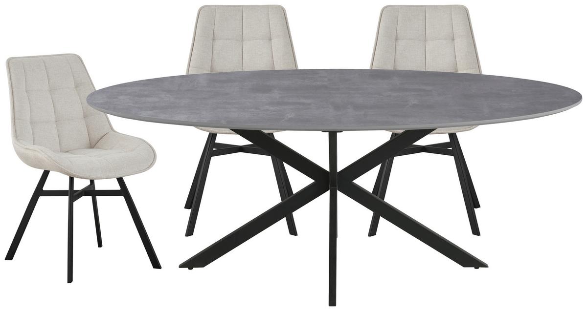 Jídelní stůl MATTEO 120cm - šedá/černá, Moderní, kov/kompozitní dřevo (180/75/90cm) - Mömax