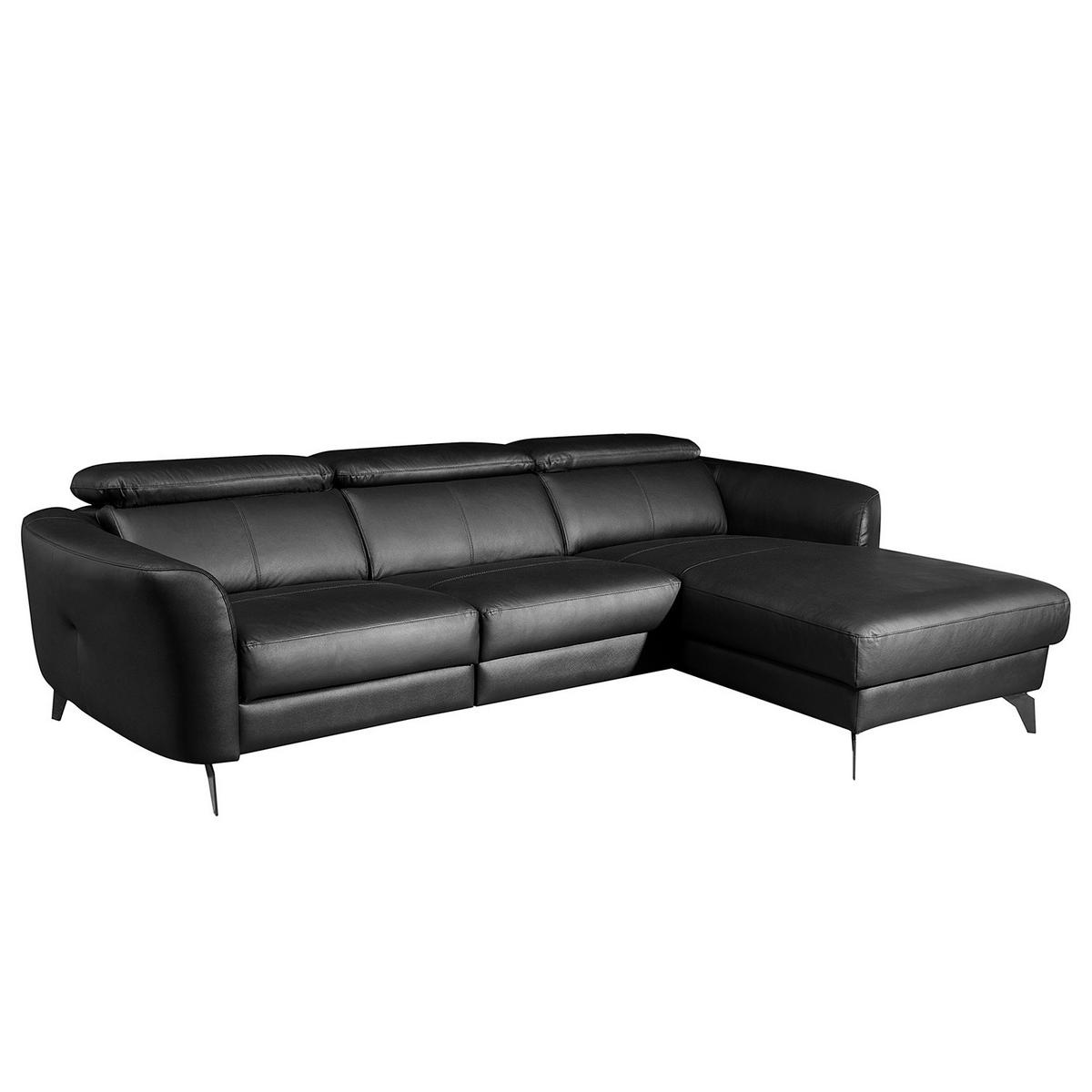 Ecksofa Berne Schwarz S: 261x183 Cm - Schwarz, Design, Leder/Textil (261/183cm) - Livetastic
