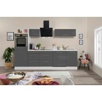 Küchenzeile mit Geräten 280 cm Grau Hochglanz/Weiß - Weiß/Grau, KONVENTIONELL, Holzwerkstoff (280cm) - Respekta