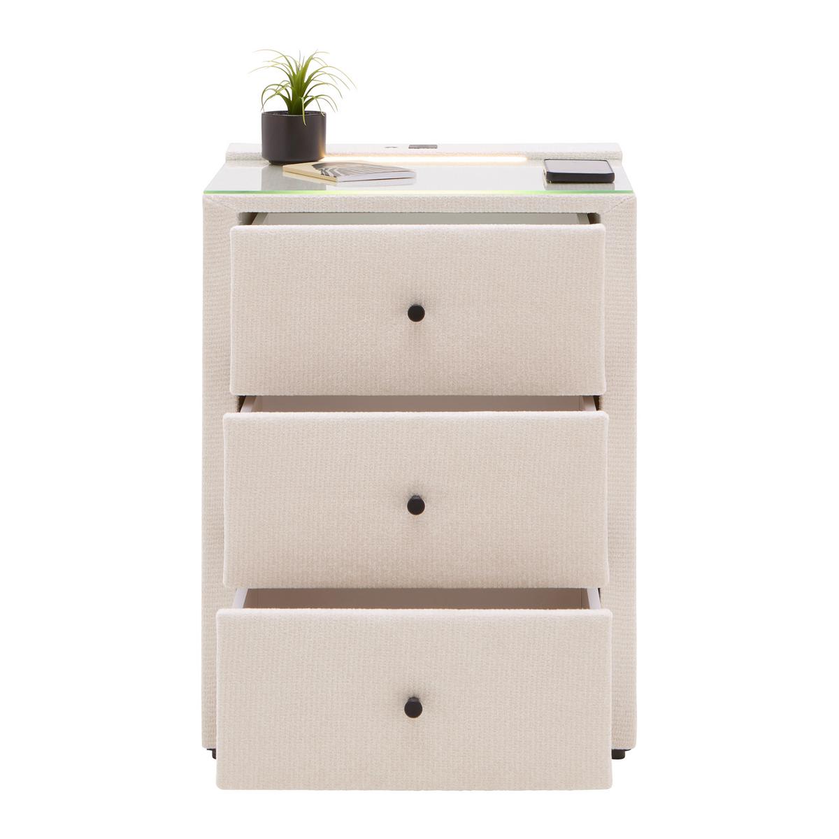 Nočný stolík UNIVERSAL béžová - béžová, Konventionell, kompozitné drevo/textil (48/68/45,5cm) - Premium Living
