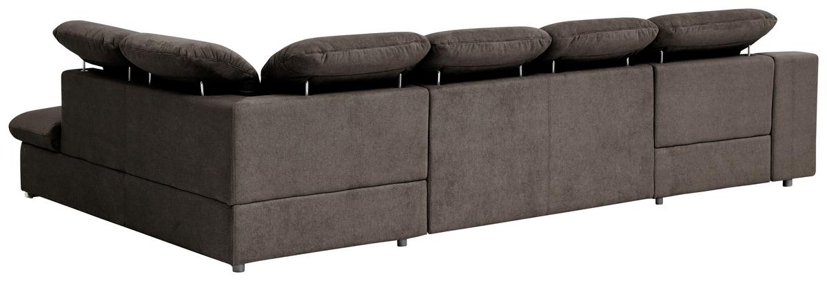 Wohnlandschaft Isona Braun Chenille - Chromfarben/Braun, Design, Textil (165/353/212cm) - Livetastic
