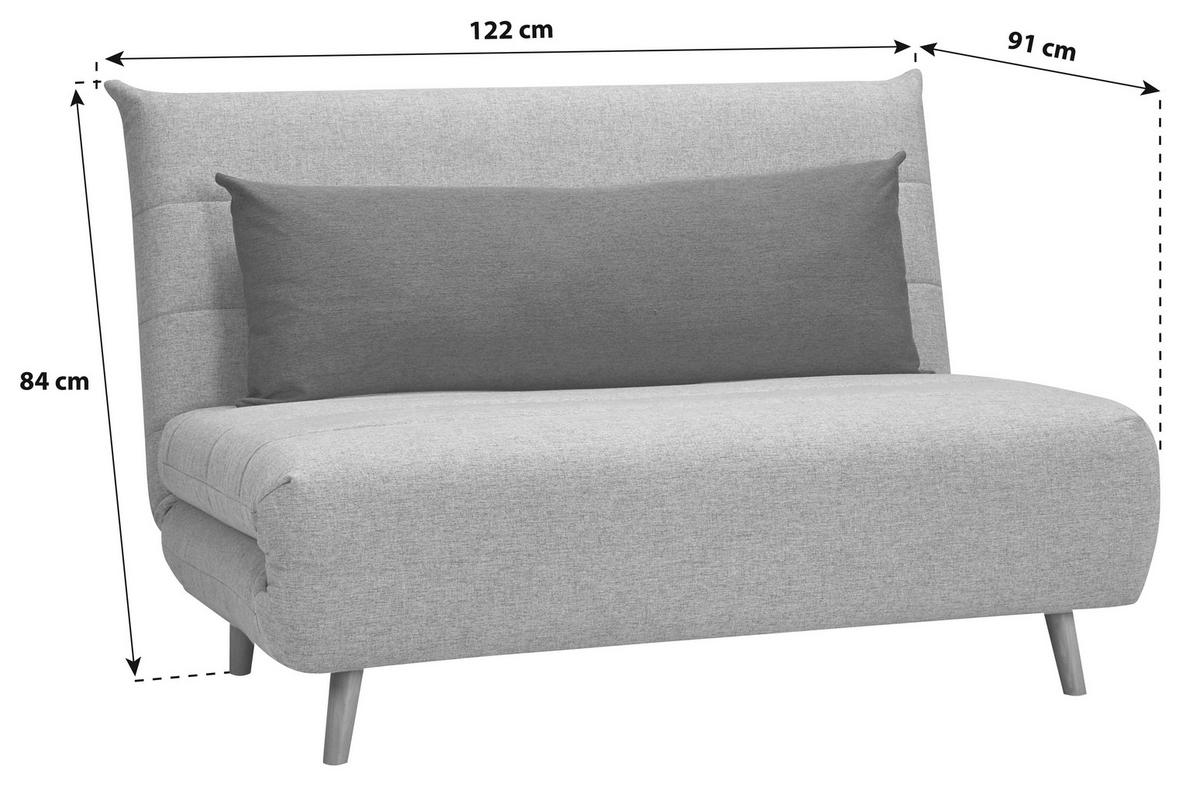 Rozkládací pohovka s polštářem SIMON šedá - šedá/modrá, Moderní, dřevo/textil (125/84/91cm) - Ondega