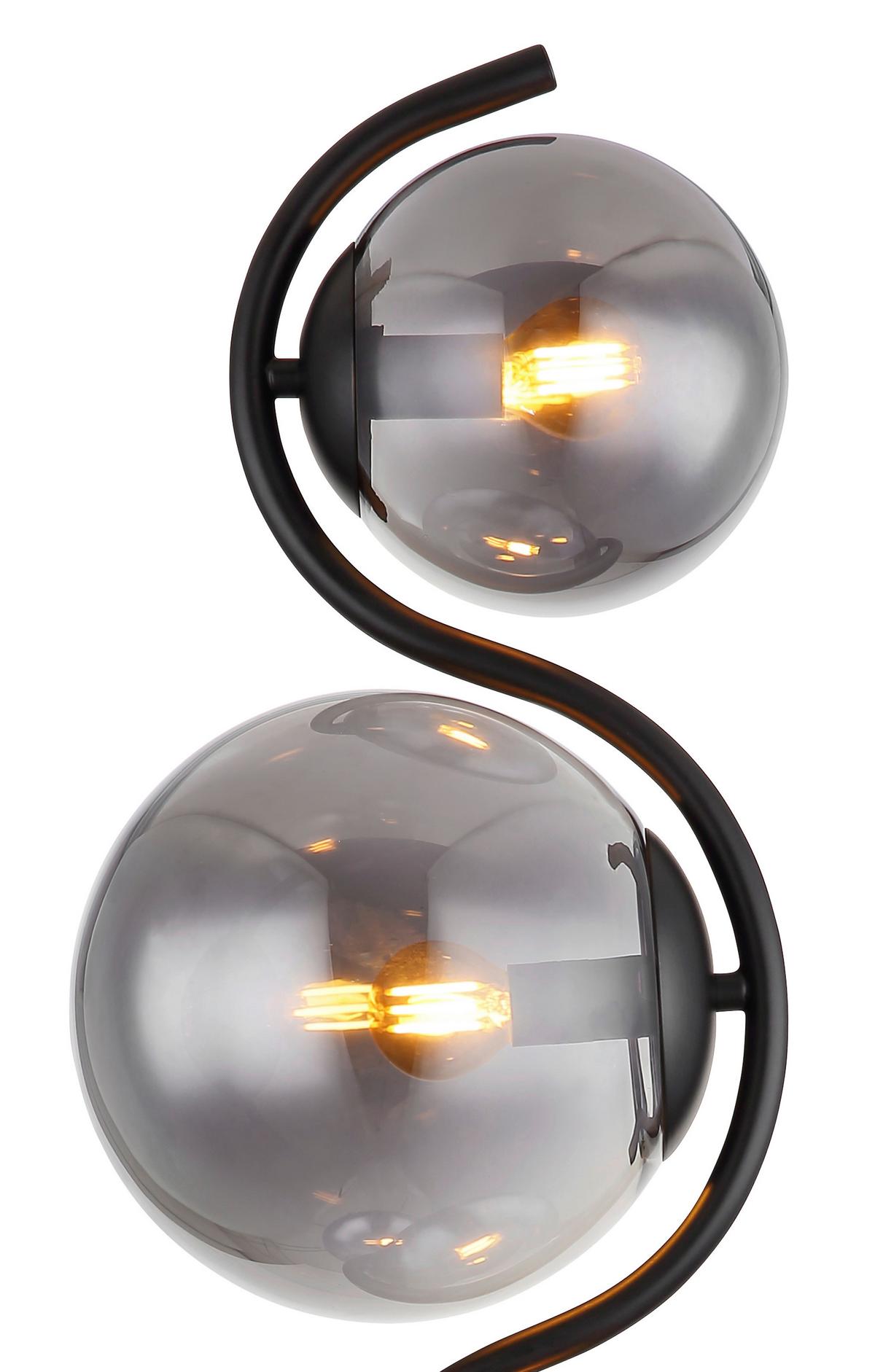 Stehlampe Porry Schwarz Mit Fußschalter - Schwarz, Design, Glas/Metall (66/160cm) - Globo