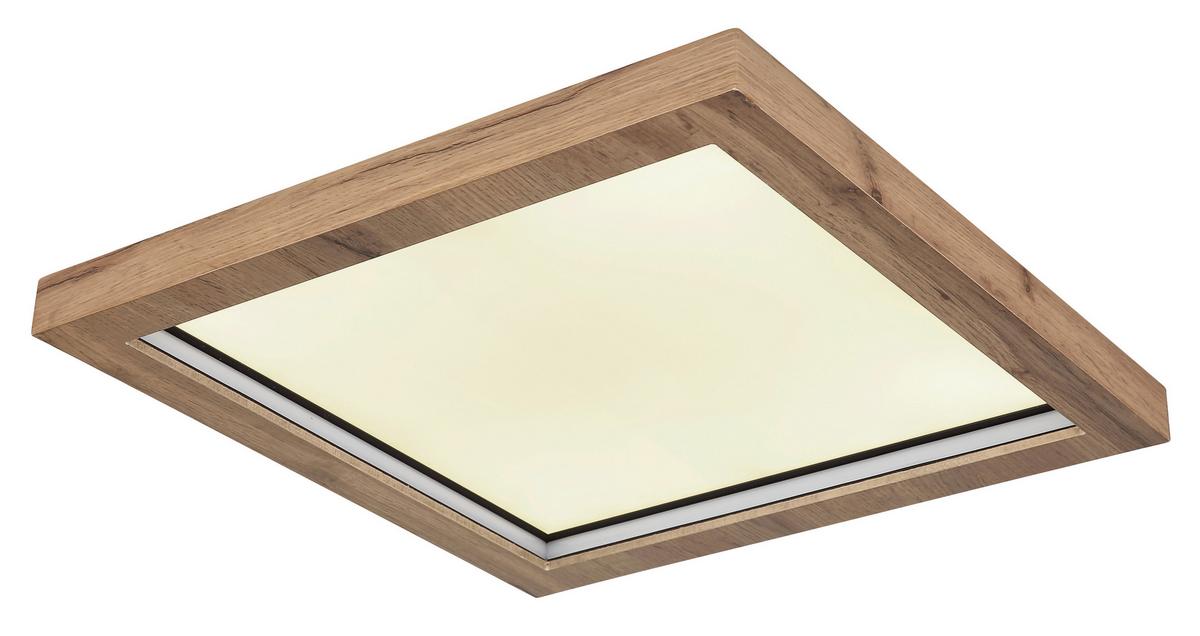 LED-Deckenleuchte 41374-24 - Dunkelbraun/Opal, Natur, Holzwerkstoff/Kunststoff (40/40/6,5cm) - Globo