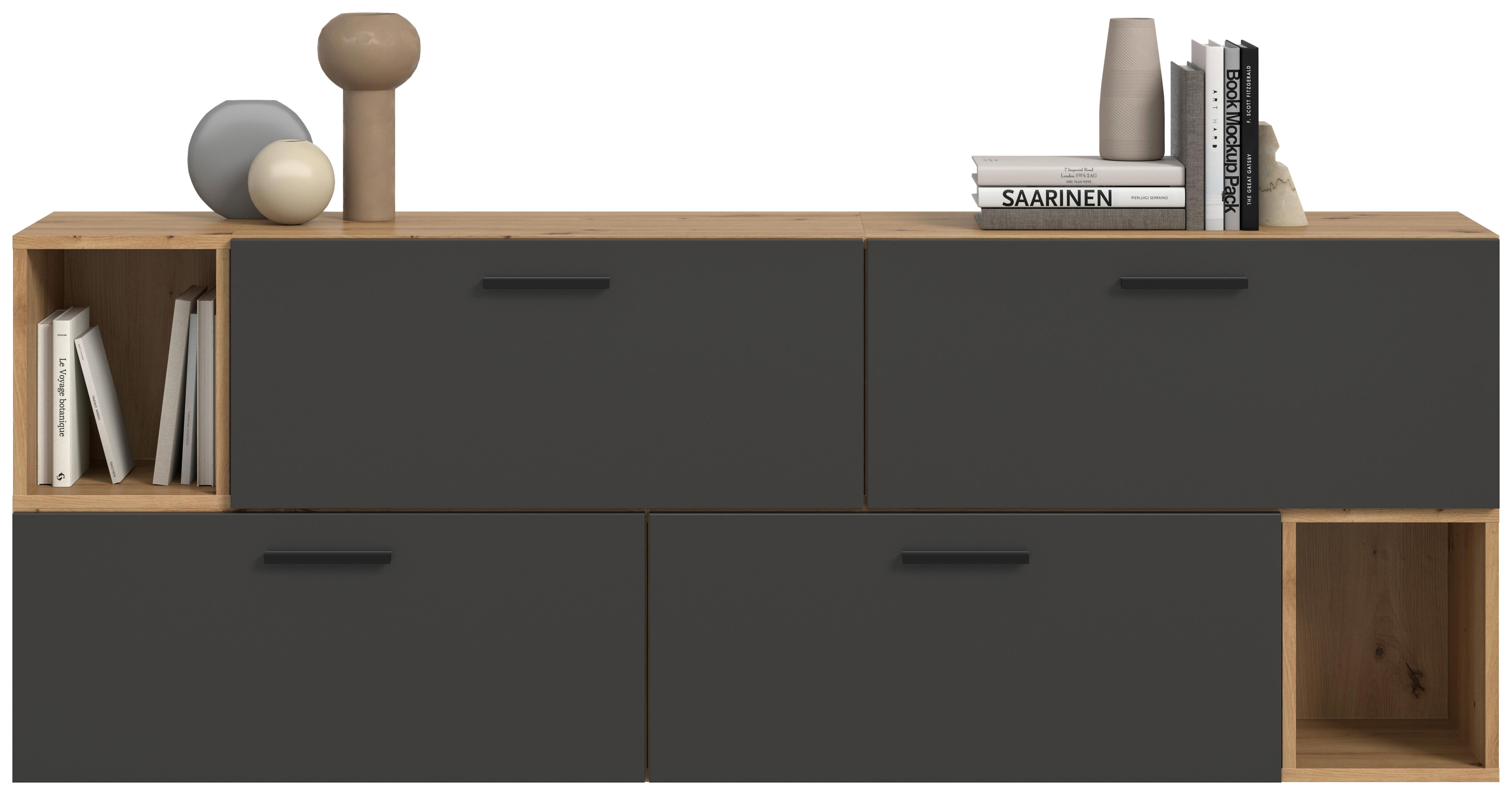 Wohnwand, The One 2, B: 176 cm Grau/Artisan Eiche Dekor