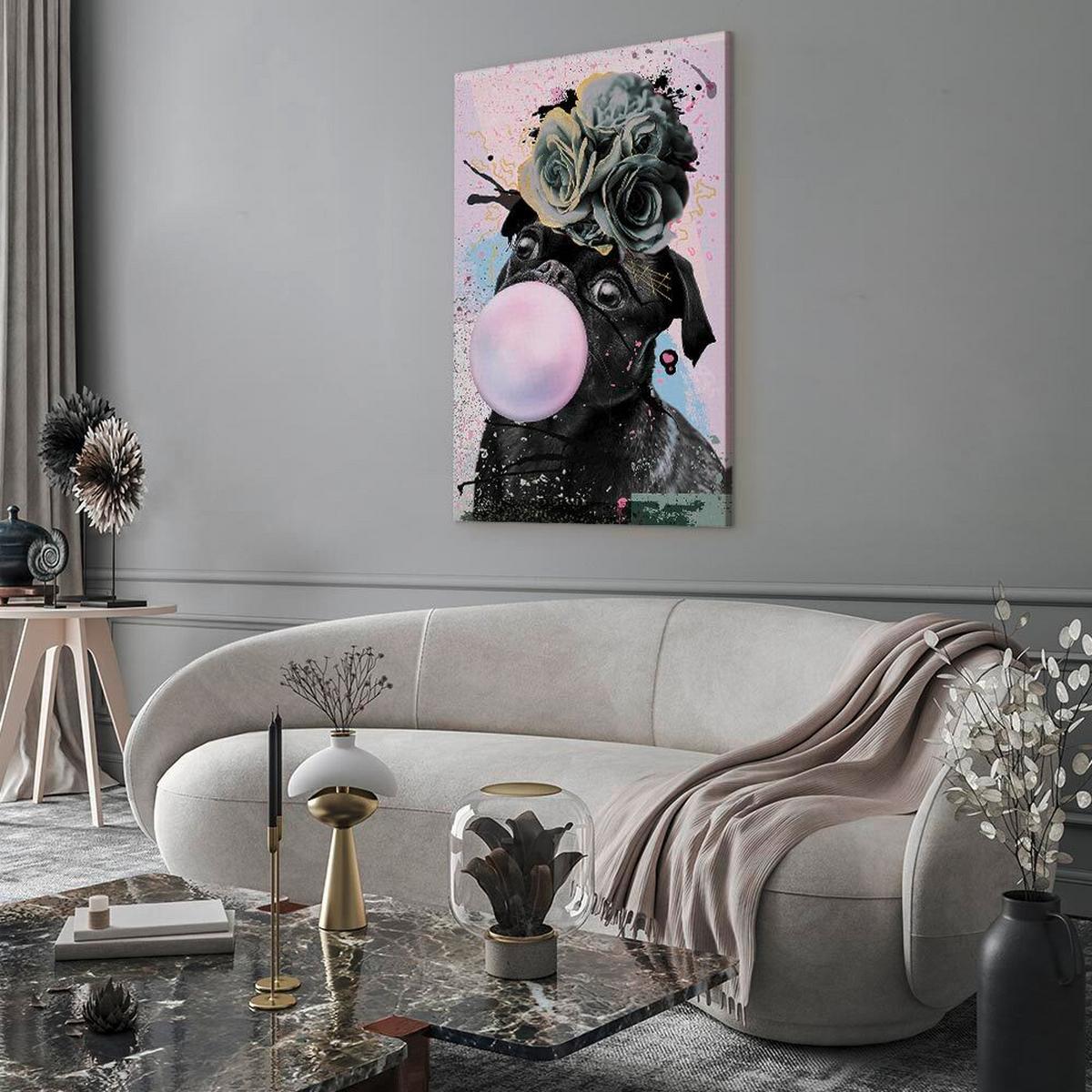 Leinwandbild Bubble Gum Schwarz Pink B: 40 Cm - Pink/Schwarz, Basics, Holzwerkstoff/Textil (40/60/1.2cm) - artgeist