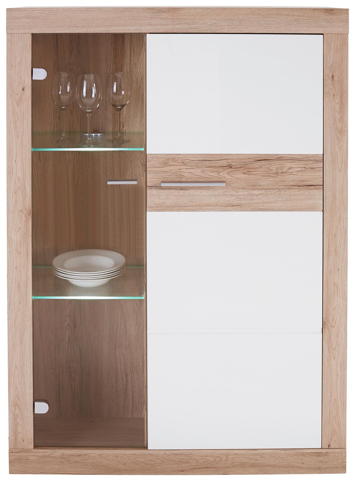 VITRÍNA MALTA - čierna/biela, Modern, kompozitné drevo/plast (96/132/35cm)