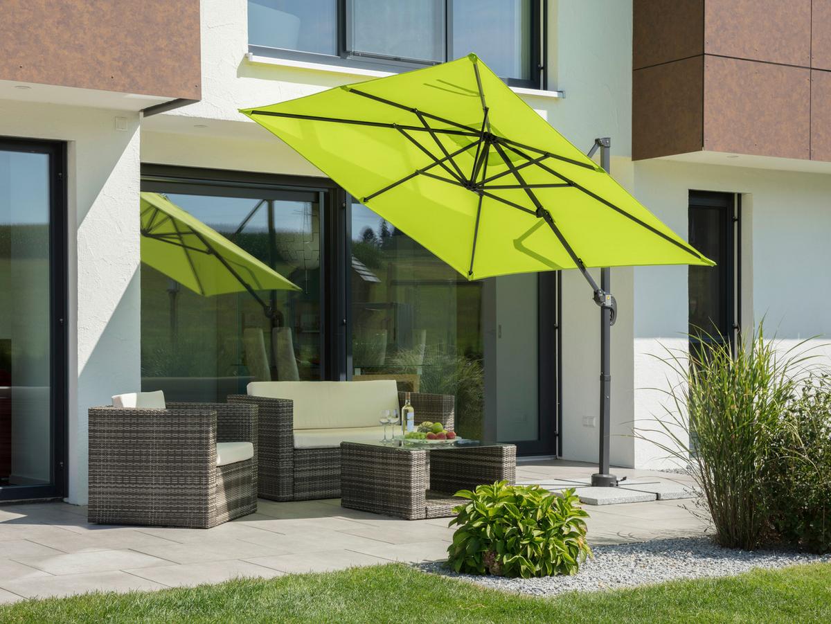 Ampelschirm Rhodos Junior BxHxT: 300x239x230 cm Apfelgrün - Anthrazit/Grün, Basics, Textil/Metall (300/239/230cm) - Schneider
