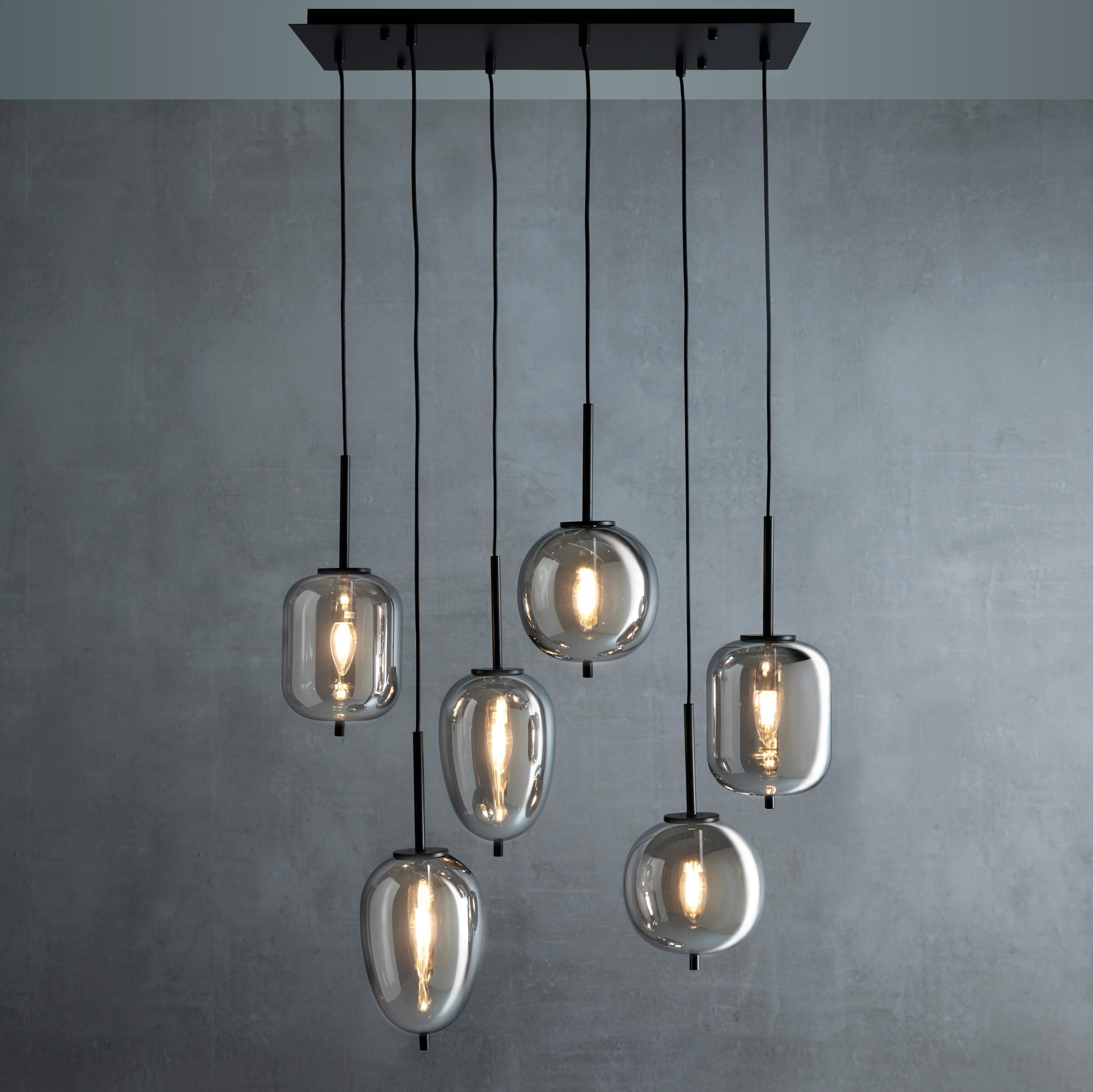 Závěsné svítidlo Jeanette, max. 40 Watt - černá, Moderní, kov/sklo (80/34/120cm) - Premium Living