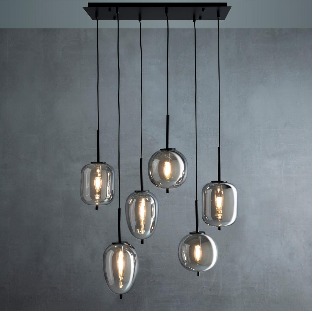 Závesné svietidlo Jeanette, max. 40 Watt - čierna, Modern, kov/sklo (80/34/120cm) - Premium Living