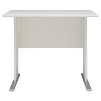 Schreibtisch B 90cm H 74,2cm Serie 200, Weiß - Silberfarben/Weiß, Basics, Holzwerkstoff/Metall (90/65/74,2cm) - MID.YOU