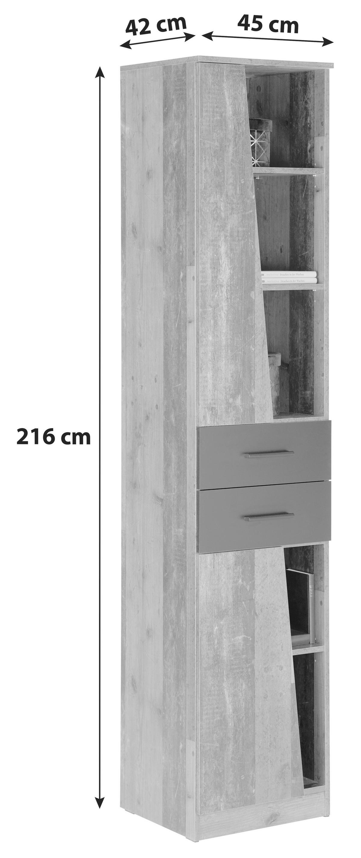 REGÁL JOHNNY - šedá/dub artisan, Moderní, kompozitní dřevo/plast (45/216,3/41,6cm)